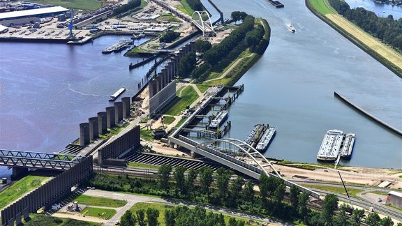 Aerial shot Theemsweg Route port of Rotterdam