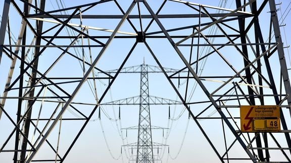 High-voltage pylons in the port of Rotterdam