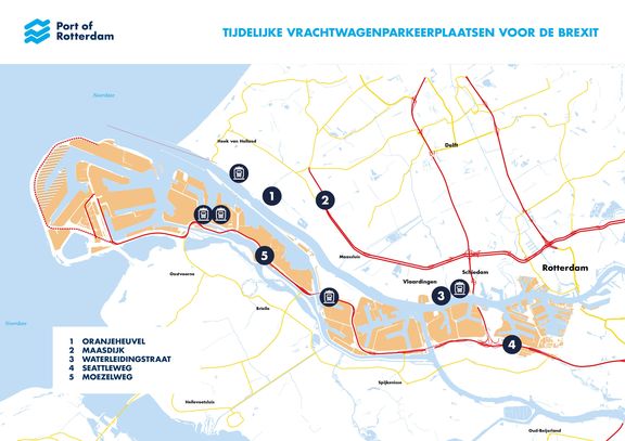 De vrachtwagenparkeerplaatsen voor Brexit