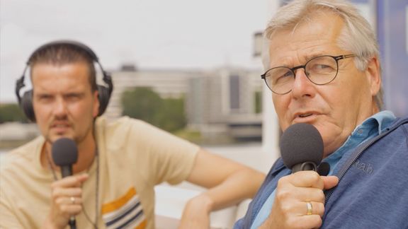 Frans en Celwin aan boord van de Nieuwe Maze