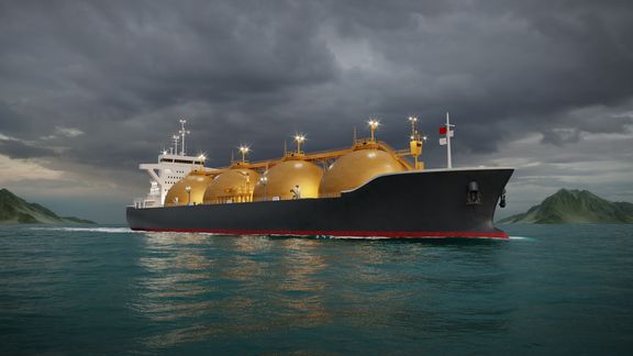 Artist impression van een waterstoftanker