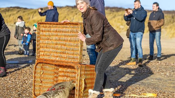 Marlies de Kraauw met zeehond