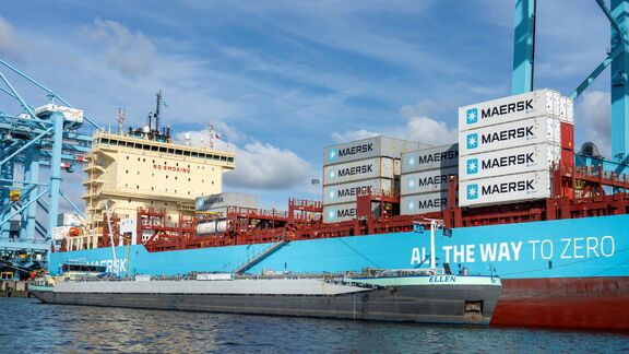 Ellen delivers green methanol in port of Rotterdam for first time. Photo: Jerry Lampen