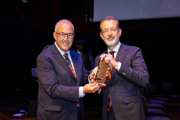 Ahmed Aboutaleb en Boudewijn Siemons. Fotograaf: Rhalda Jansen.