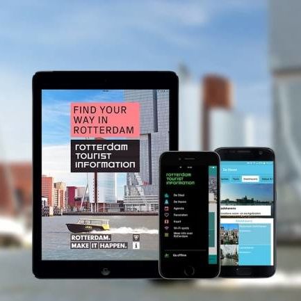 Mock up voor de app Rotterdam Tourist Information